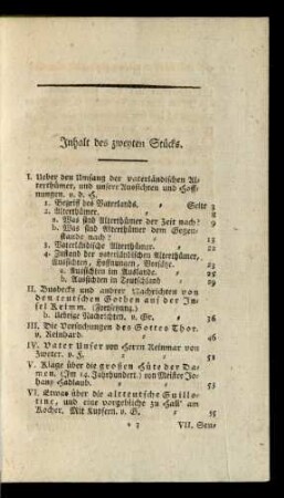 Inhalt des zweyten Stücks