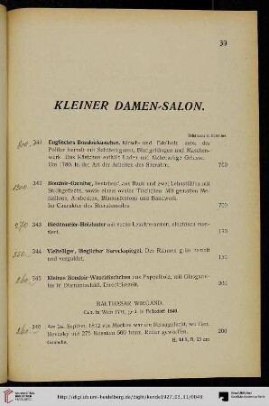 Kleiner Damen-Salon (Nr. 341-349)