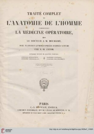Band 1, Text: Traité complet de l'anatomie de l'homme: comprenant la médicine opératoire: Anatomie descriptive ou physiologique, appareil de relation, organes de locomotion : ostéologie, syndesmologie