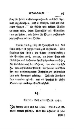 14. - Turin, den 4ten Sept. 1780.