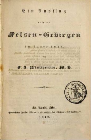 Ein Ausflug nach den Felsen-Gebirgen im Jahre 1839