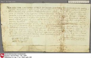 1572, das Bremische Domcapitel verleiht dem Vikar Lüder Hipstede eine Commende in Dome