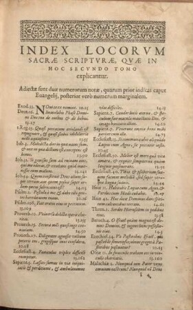 Index Locorvm Sacrae Scriptvare, Qvae In Hoc Secvndo Tomo explicantur.