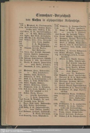 Einwohnerverzeichnis : Einwohner-Verzeichniß von Nossen in alphabetischer Reihenfolge