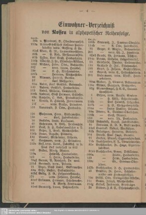 Einwohnerverzeichnis : Einwohner-Verzeichniß von Nossen in alphabetischer Reihenfolge