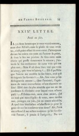 XXIXe Lettre. Jeudi au soir.