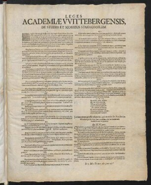 Leges Academiae Wittebergensis, De Studiis Et Moribus Studiosorum