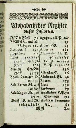 Alphabetisches Register dieser Historien.