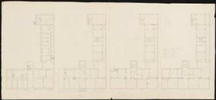 Mietshaus Leipziger Straße 2, Berlin: Grundriss Souterrain, zweites und drittes Obergeschoss und Dachgeschoss