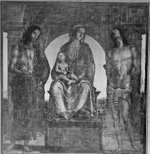 Thronende Madonna zwischen zwei Heiligen
