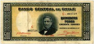 Geldschein, 500 Pesos, 1.4.1936