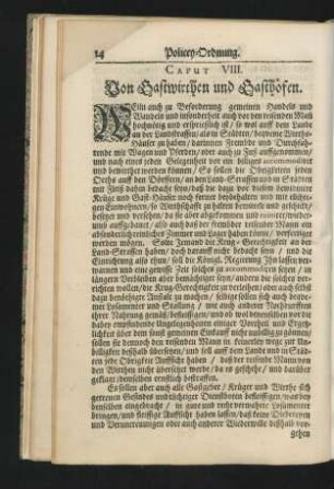 Caput VIII. Von Gastwirthen und Gasthöfen.