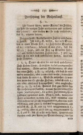 Fortsetzung der Rechenkunst.