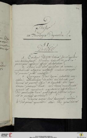 Thesensammlung: Theses ex Theologia Dogmatica. § I. De DEO