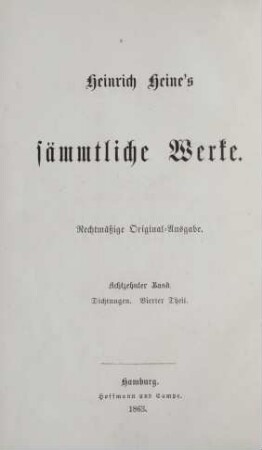 18. Band = Dichtungen, 4. Theil: Romancero