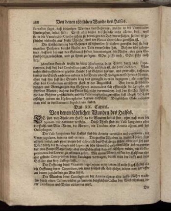 Das XX. Capitel. Von denen tödtlichen Wunden des Halses