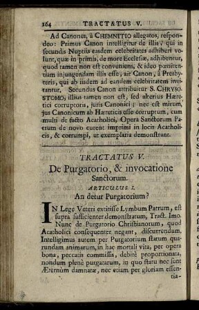 Tractatus V. De Purgatorio, & invocatione Sanctorum