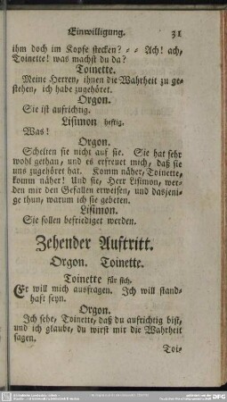 Zehender Auftritt. Orgon. Toinette