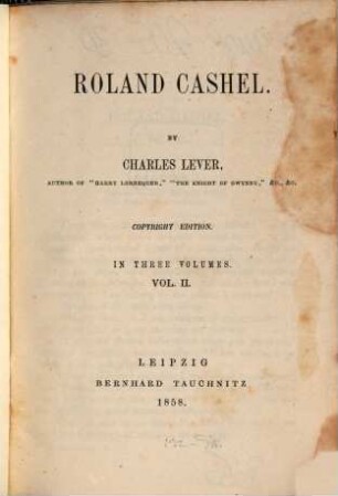 Roland Cashel : in three volumes. 2
