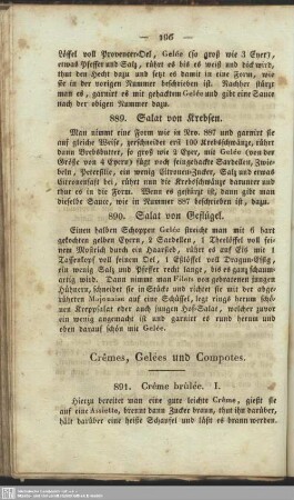 Crêmes, Gelées und Compotes