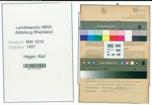 Entnazifizierung Karl Hagen , geb. 03.07.1904 (Saenger)