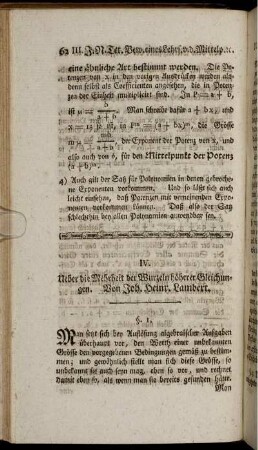 IV. Ueber die Mehrheit der Wurzeln höherer Gleichungen.