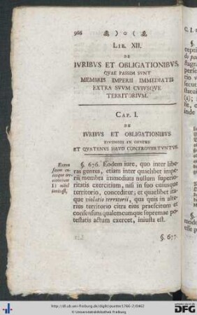 Lib. XII. De Iuribus Et Obligationibus, Quae Passim Sunt Membris Imperii Immediatis Extra Suum Cuiusque Territorium.