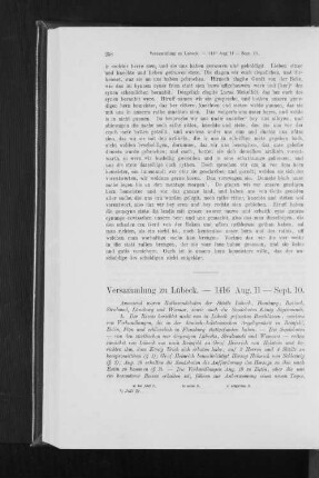 Versammlung zu Lübeck. - 1416 Aug. 11 - Sept. 10.