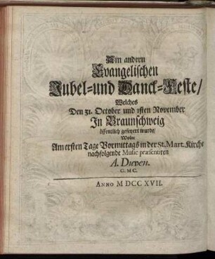 Am andern Evangelischen Jubel-und-Danck-Feste...