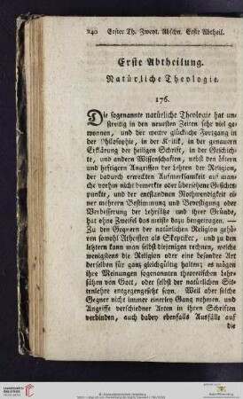 Erste Abtheilung: Natuerliche Theologie