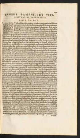 Eusebii Pamphili De Vita Constantini Imperatoris.