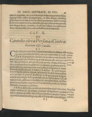 Cap. II. De Cautelis circa Personas Contrahentium observandis.