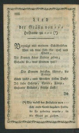Lied der Gräfin von ... Hofdame zu ...