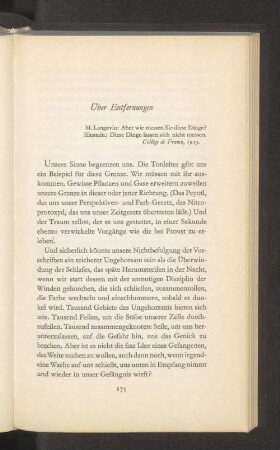 Über Entfernungen