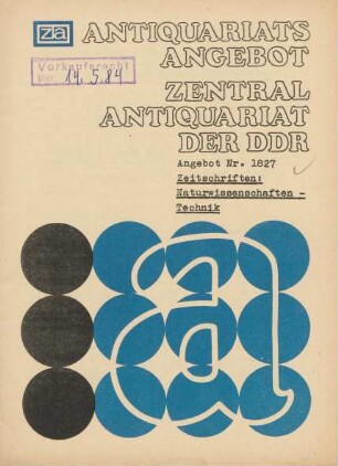 Nr. 1827: Zeitschriften: Naturwissenschaften - Technik