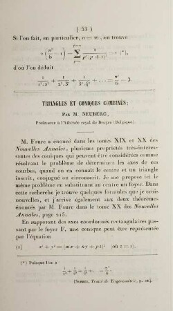 Triangles et coniques combinés.