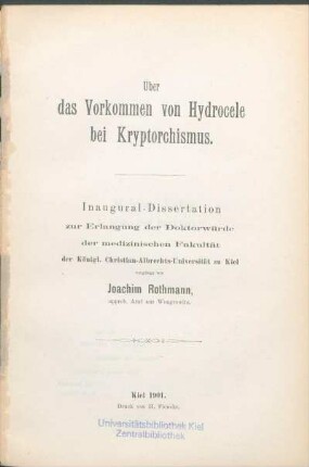 Über das Vorkommen von Hydrocele bei Kryptorchismus