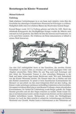 Bestattungen im Kloster Wonnental