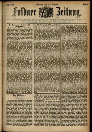 Ausgabe vom Dienstag, den 29. Oktober 1889.