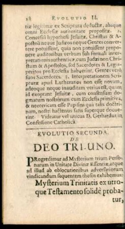 Evolutio Secunda. De Deo Tri Uno.