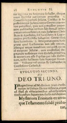 Evolutio Secunda. De Deo Tri Uno.