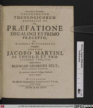 De Praefatione Decalogi Et Primo Praecepto