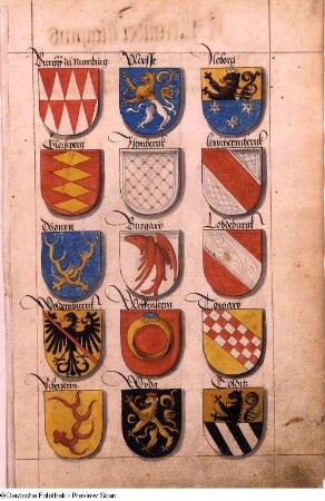 15 Wappen einzelner Herrschaften, die dem Haus Wettin gehören, Blatt 4r