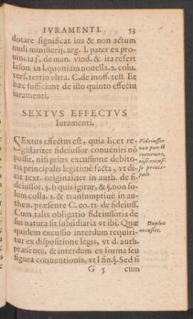 Sextus Effectus Iuramenti.
