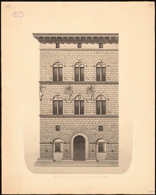 Palazzo Piccolomini, Siena (Für Veröffentlichung Palastarchitektur Italiens): Fassadenteilansicht
