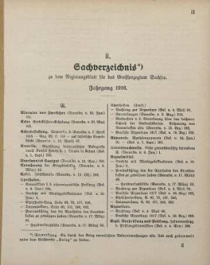Sachverzeichnis zu dem Regierungsblatt für das Großherzogtum Sachsen