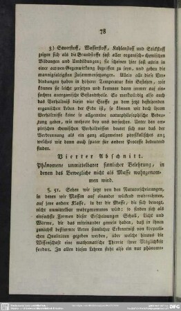 Vierter Abschnitt. Phänomene unmittelbarer sinnlicher Belehrung, in denen das Bewegliche nicht als Masse wahrgenommen wird