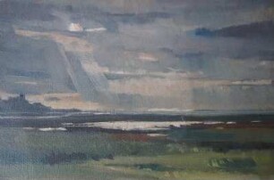 Blick auf Landschaft mit Seen
