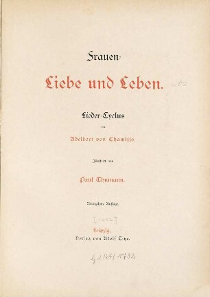Frauen-Liebe und Leben : Lieder-Cyclus. Illustr. v. Paul Thumann