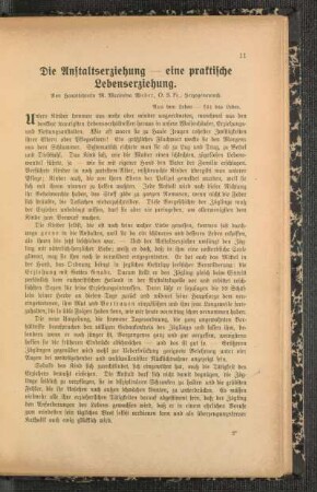 ¬Die¬ Anstaltserziehung - eine praktische Lebenserziehung